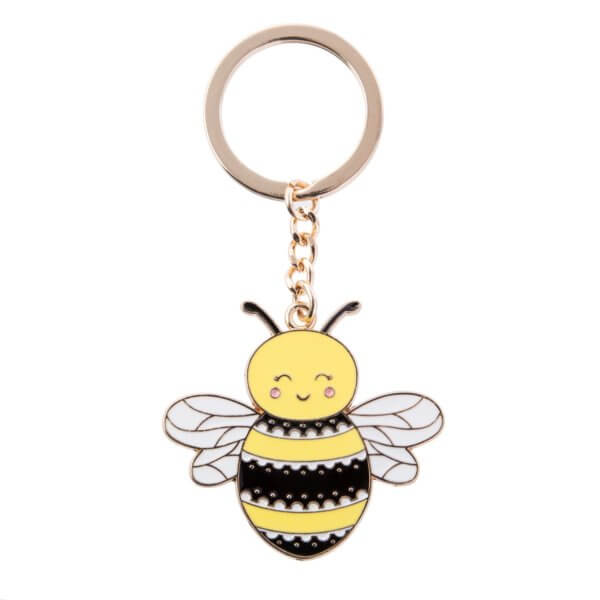Happy Bee Enamel Keyring