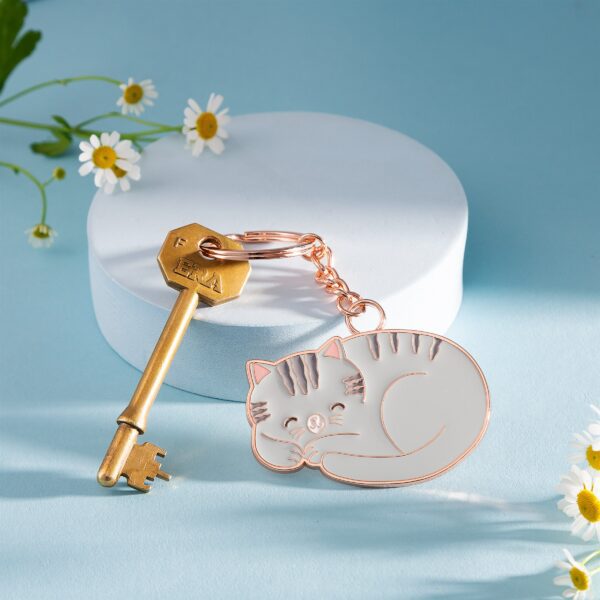 Grey Cat Enamel Keyring - Image 3