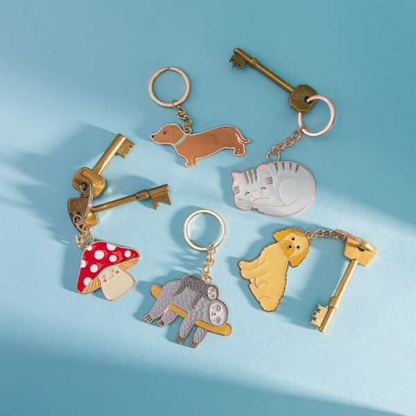 Grey Cat Enamel Keyring - Image 2