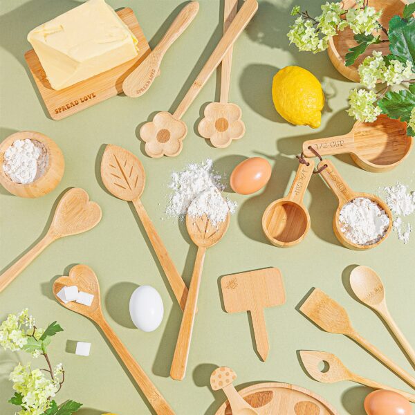 Flower Bamboo Salad Servers - Image 4