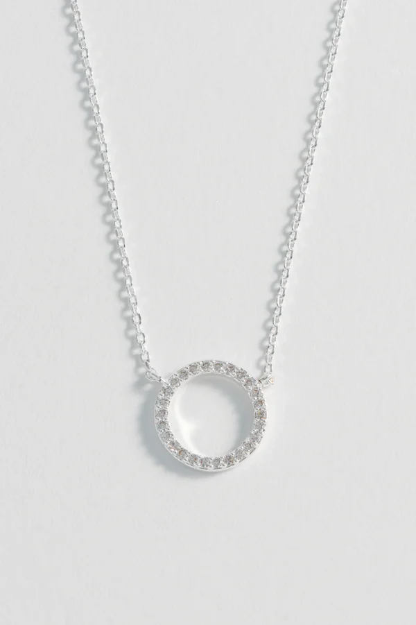 Silver Circle Cz Necklace - Image 3