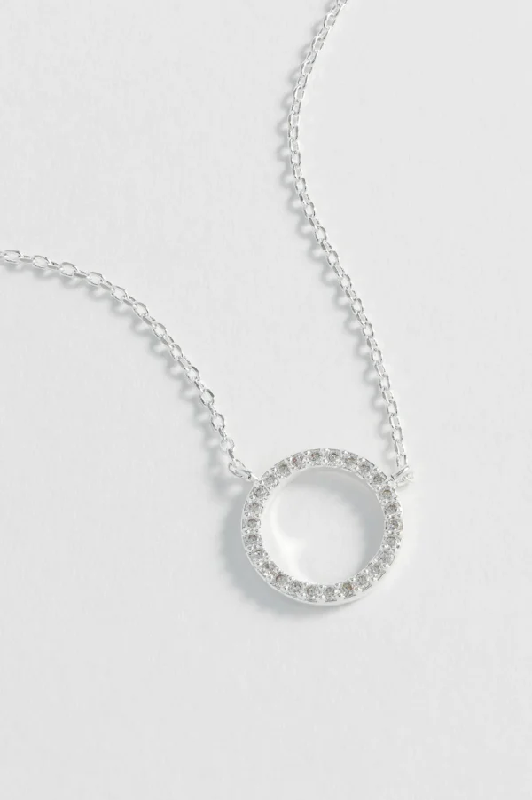 Silver Circle Cz Necklace - Image 4