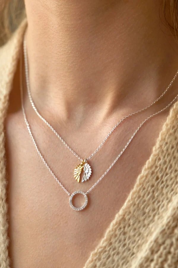 Silver Circle Cz Necklace - Image 2