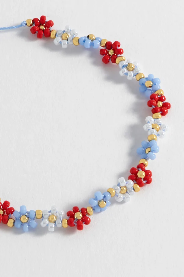 Red, Blue & White Daisy Chain Bracelet - Image 4