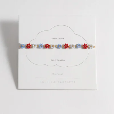 Red, Blue & White Daisy Chain Bracelet