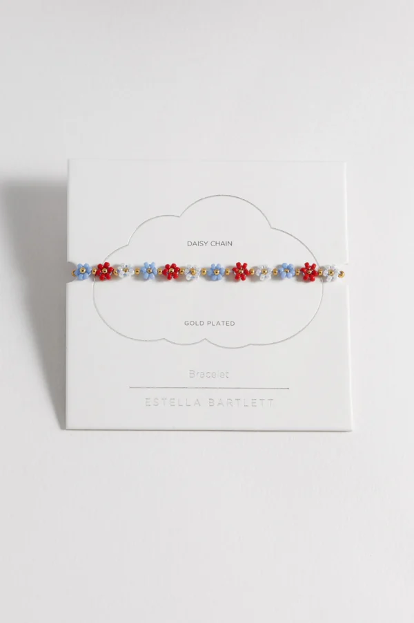 Red, Blue & White Daisy Chain Bracelet