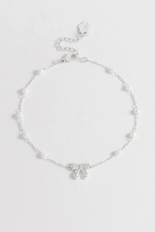 Bow With Pearl Beaded Chain Bracelet - Image 2