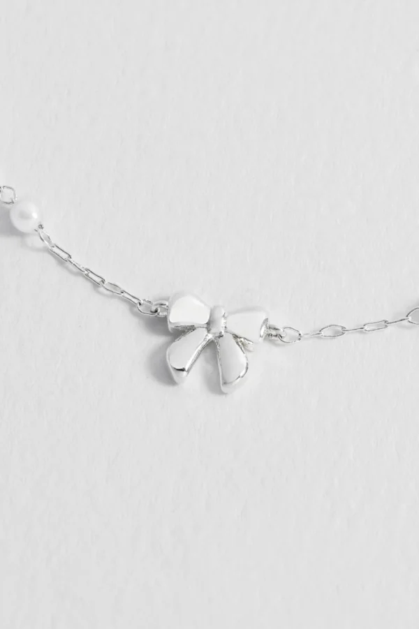 Bow With Pearl Beaded Chain Bracelet - Image 3