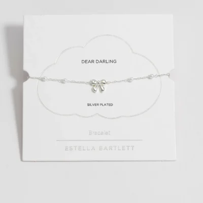 Bow With Pearl Beaded Chain Bracelet