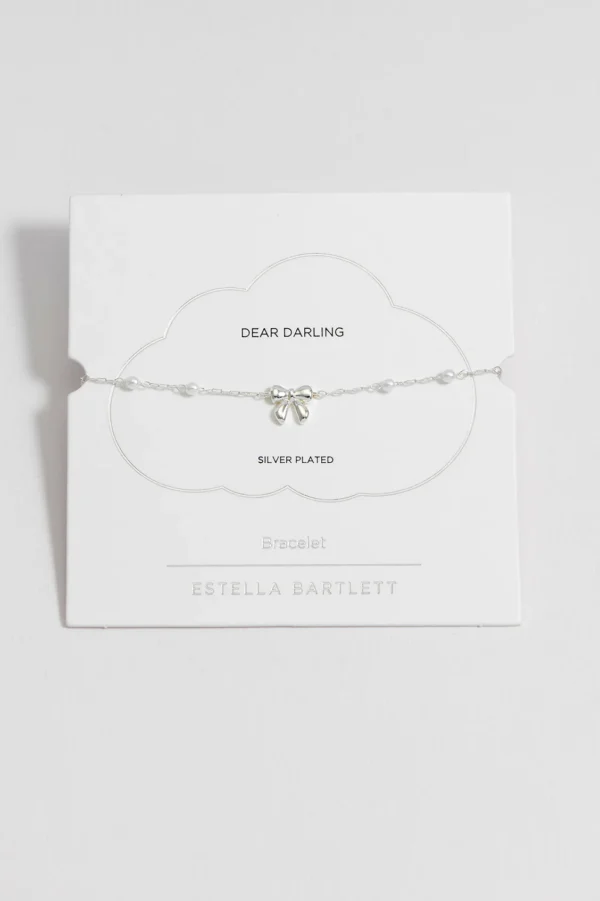 Bow With Pearl Beaded Chain Bracelet