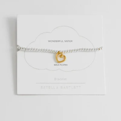 Wonderful Sister Doodle Heart Bracelet