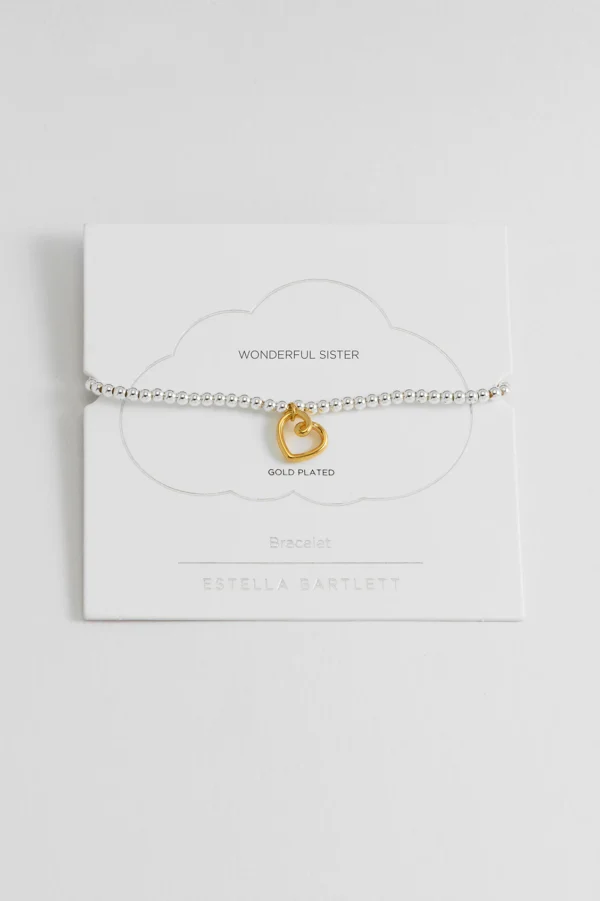Wonderful Sister Doodle Heart Bracelet