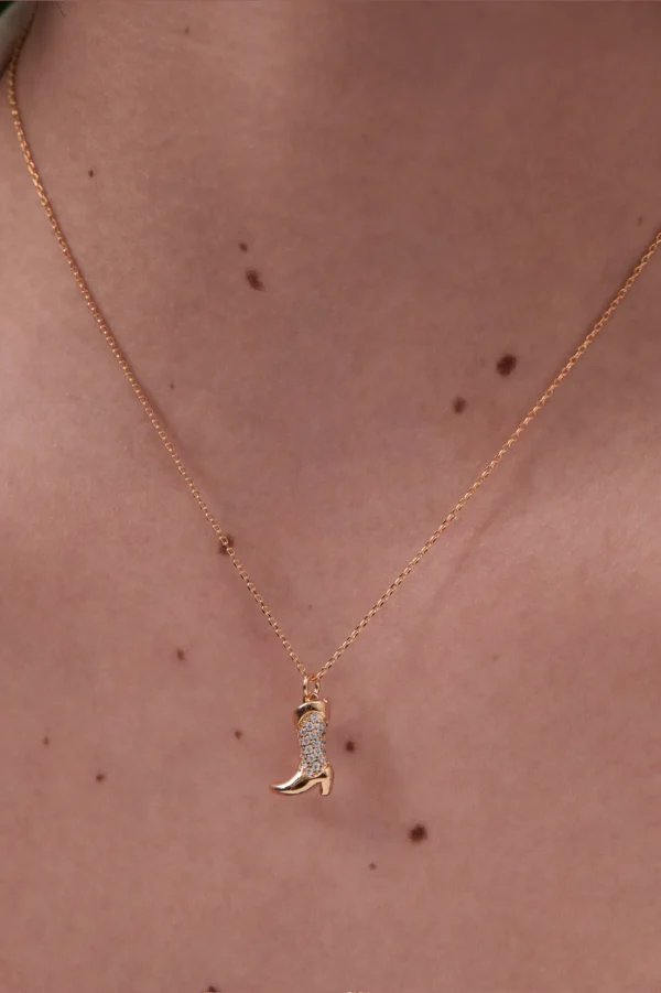Pave Cowboy Boot Necklace - Image 2