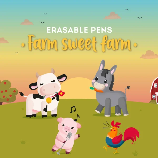 Farm Sweet Farm Set Of 4 Erasable Pens - Image 2