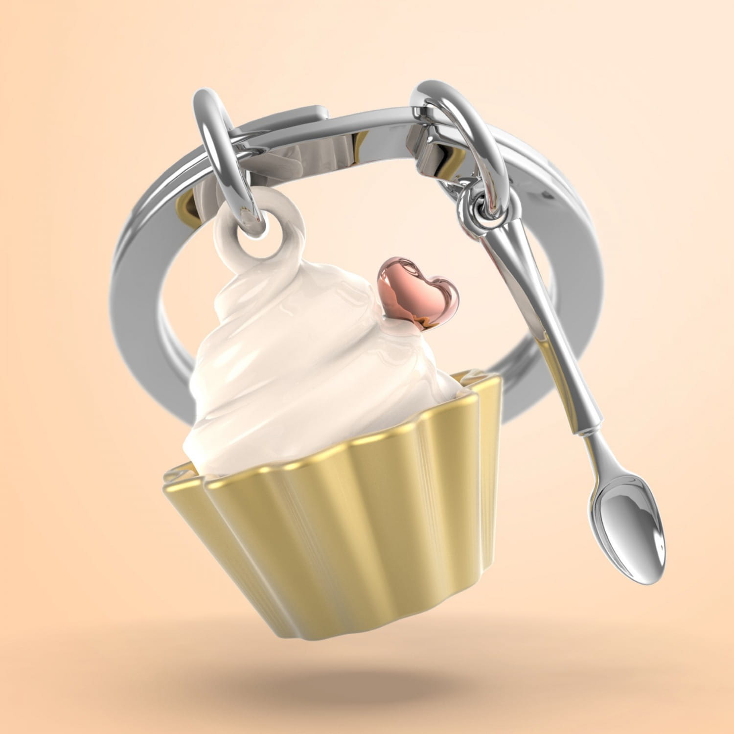 Gold Cupcake & Spoon Keyring - Image 4