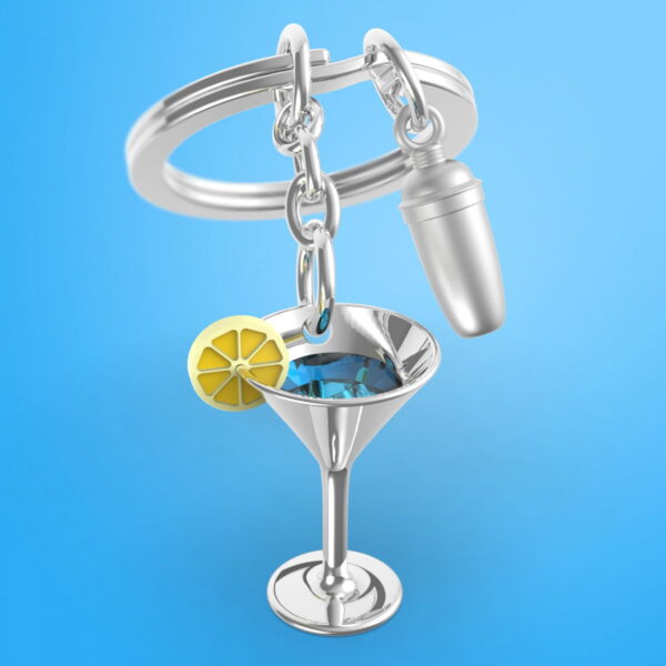 Cocktail Glass & Shaker Keyring - Image 2