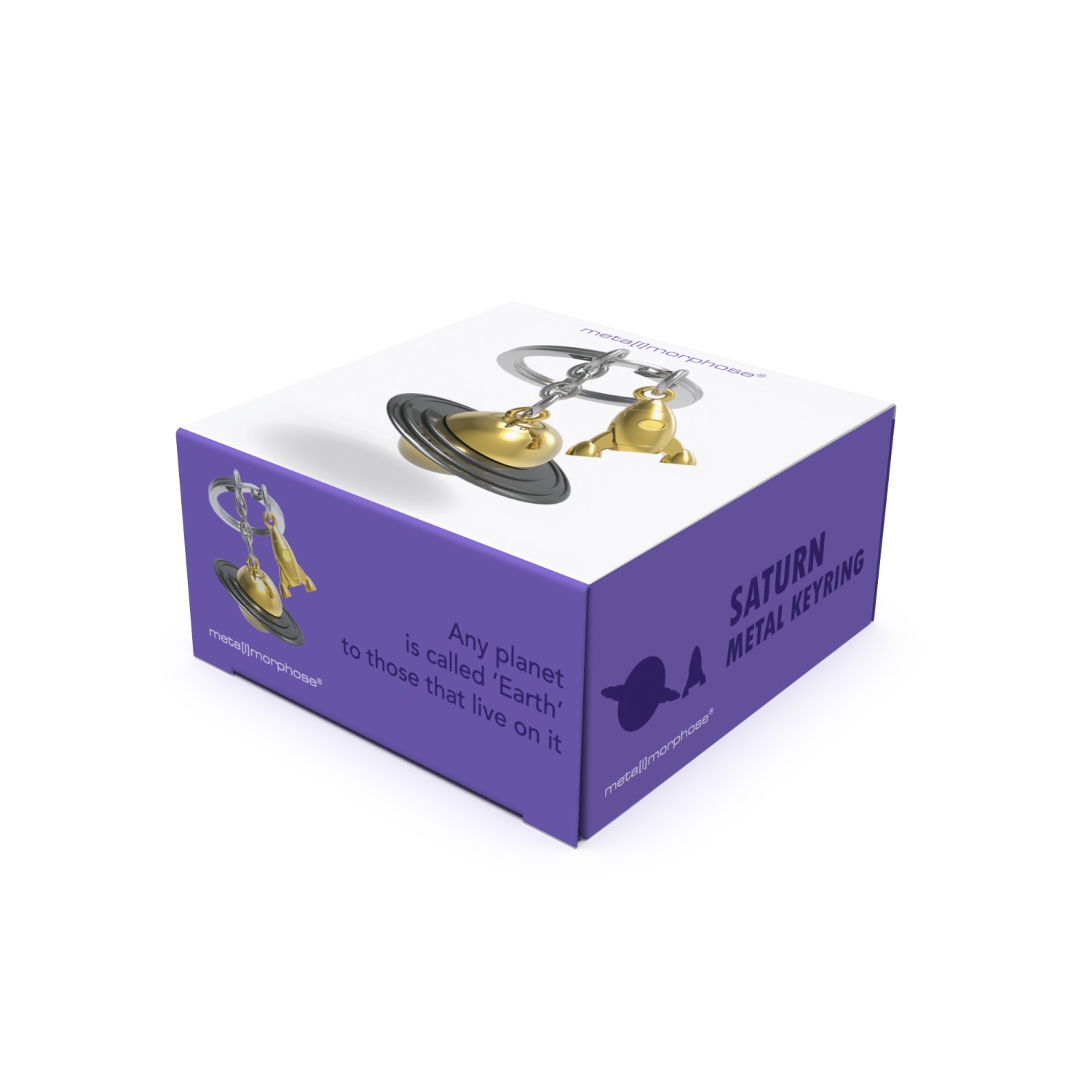 Grey & Gold Planet Keyring - Image 4