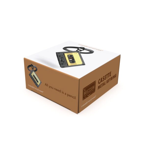 Grey & Gold Cassette Keyring - Image 5