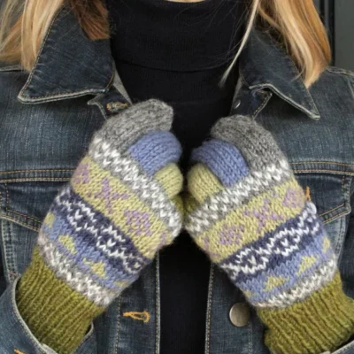 Classic Fairisle Gloves Olive