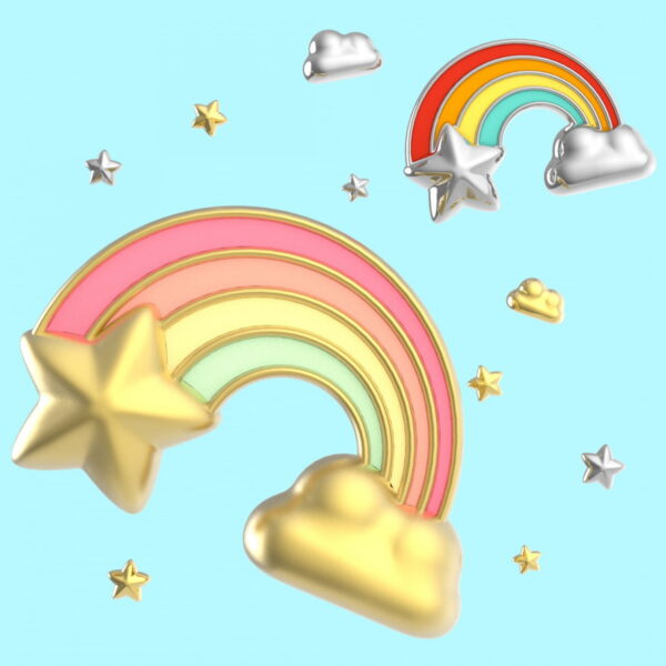 Rainbow With Cloud Keyring - Image 3