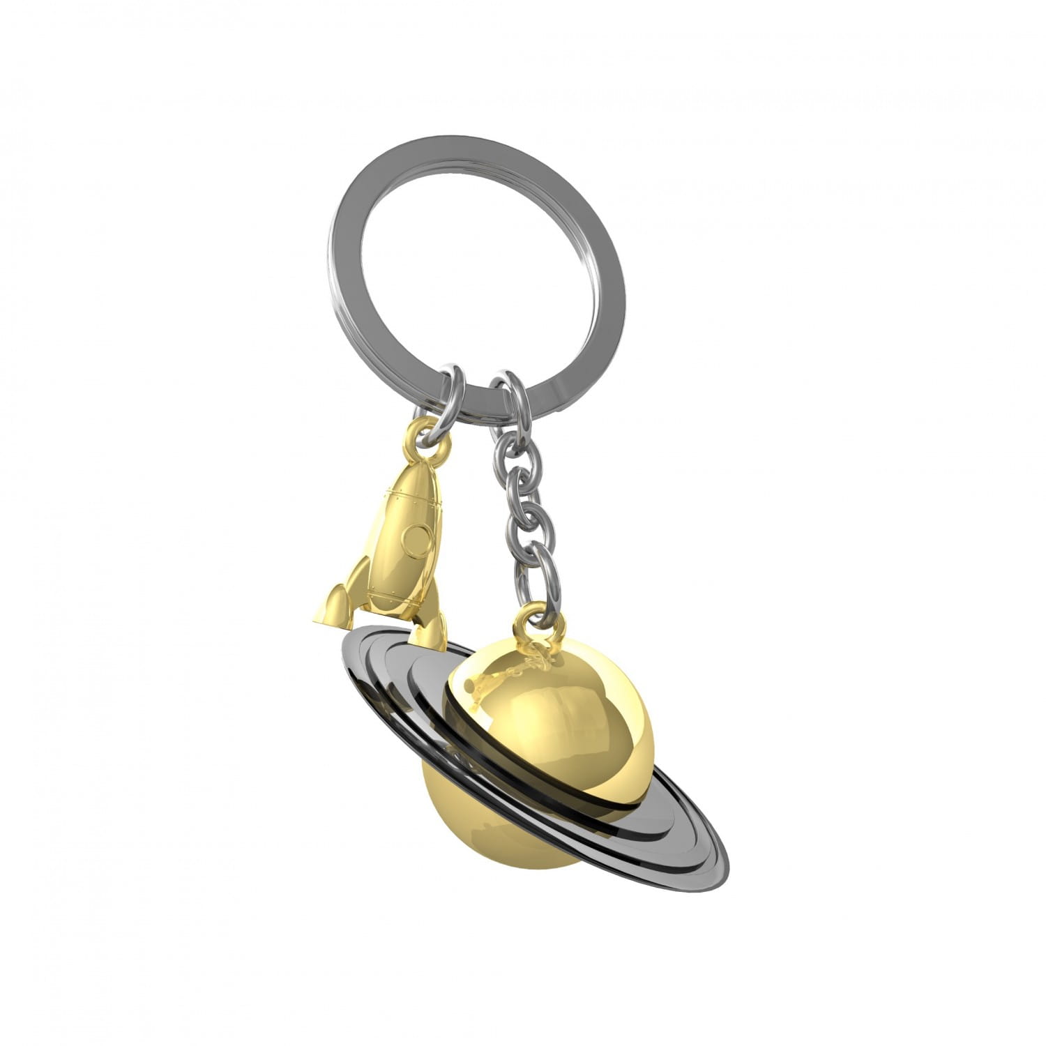 Grey & Gold Planet Keyring - Image 3