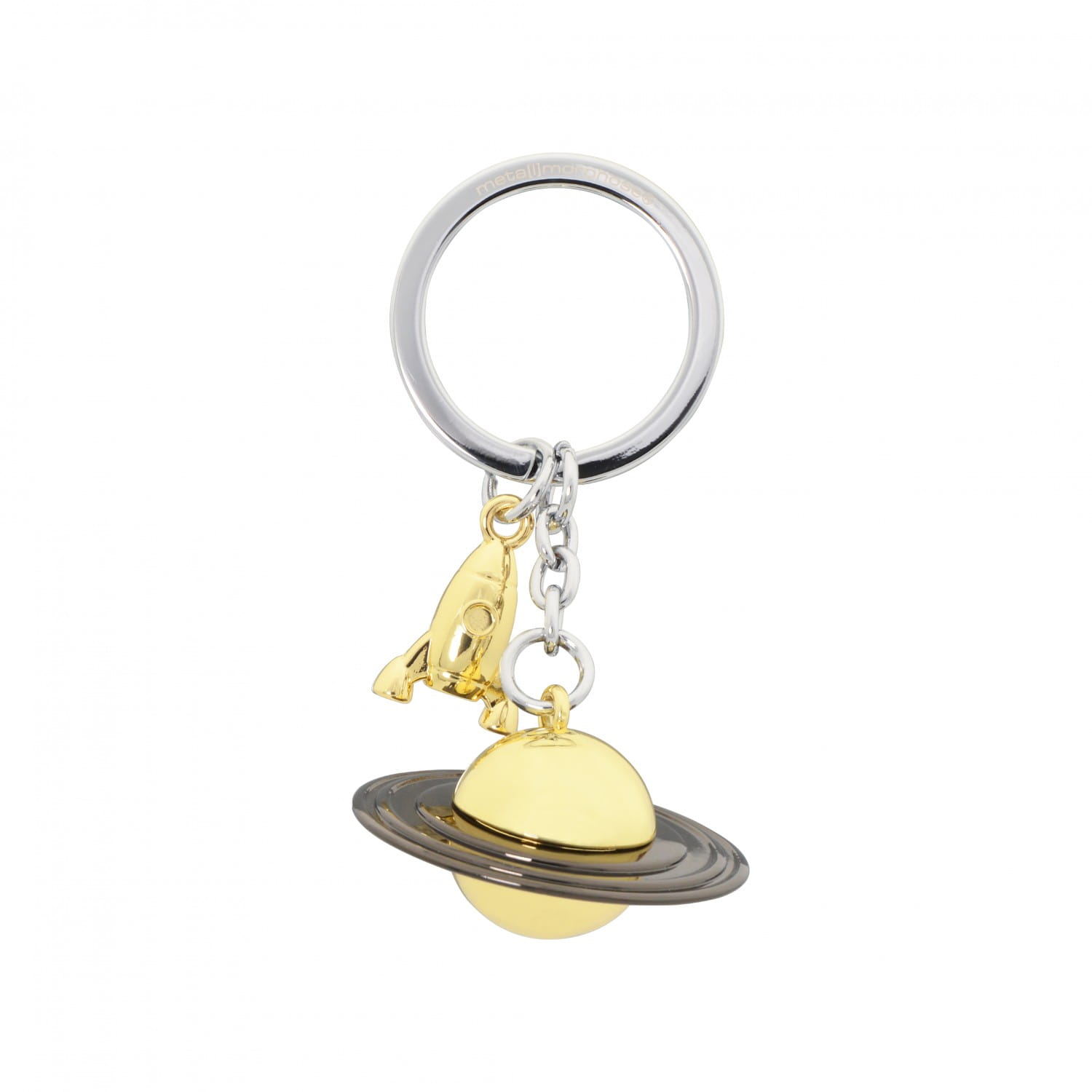 Grey & Gold Planet Keyring