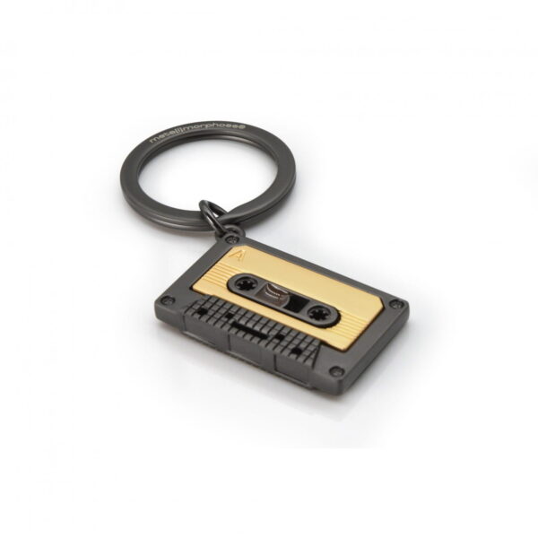 Grey & Gold Cassette Keyring - Image 2