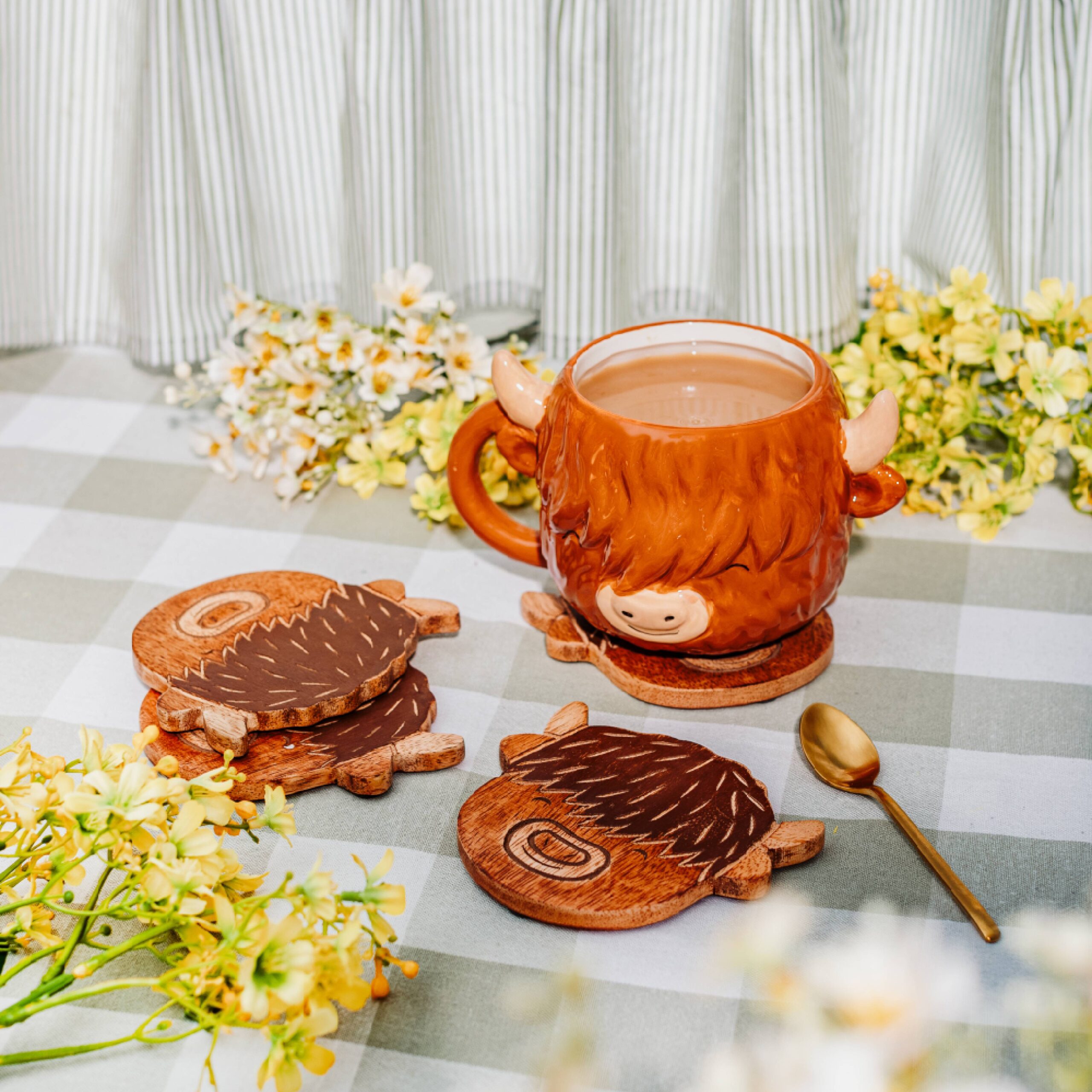 Highland Cow Wooden Coasters - Image 3